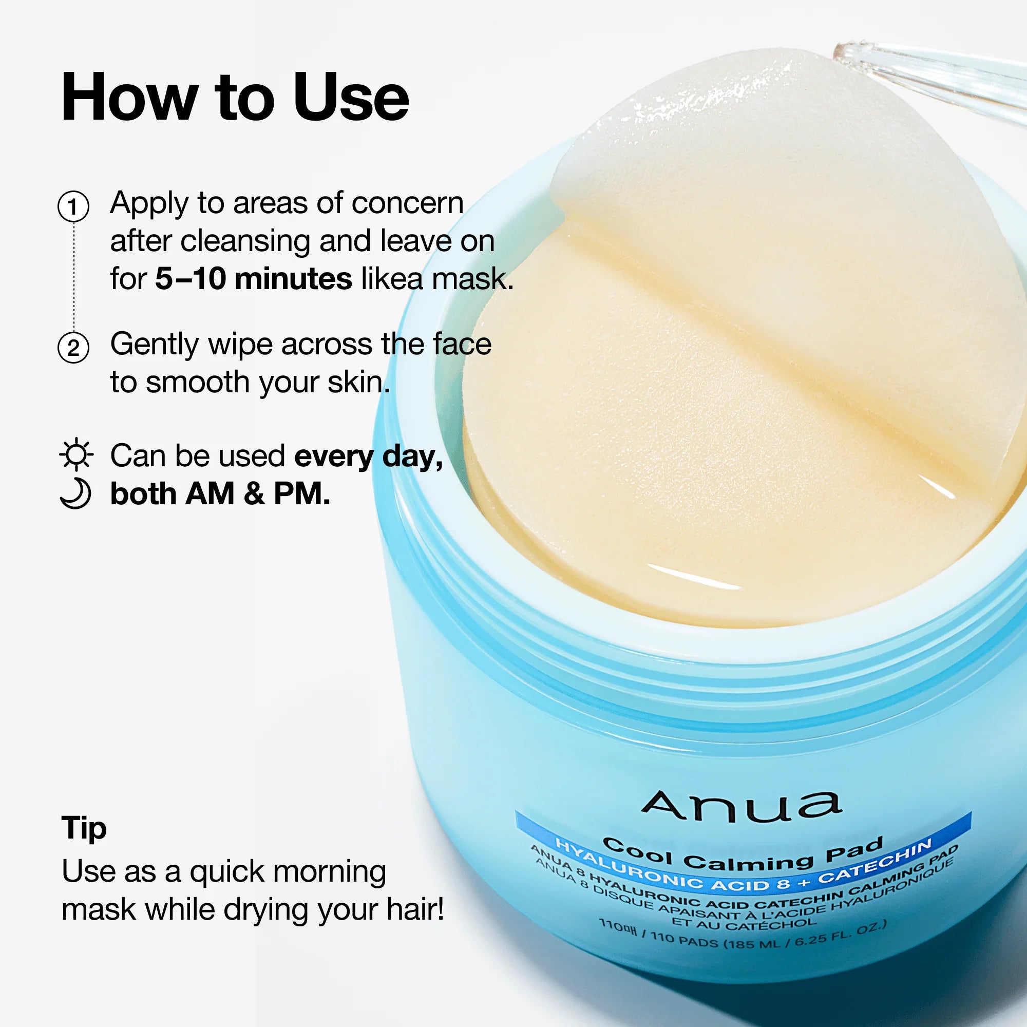 Anua 8 Hyaluronic Acid Catechin Calming Pad 110Pads