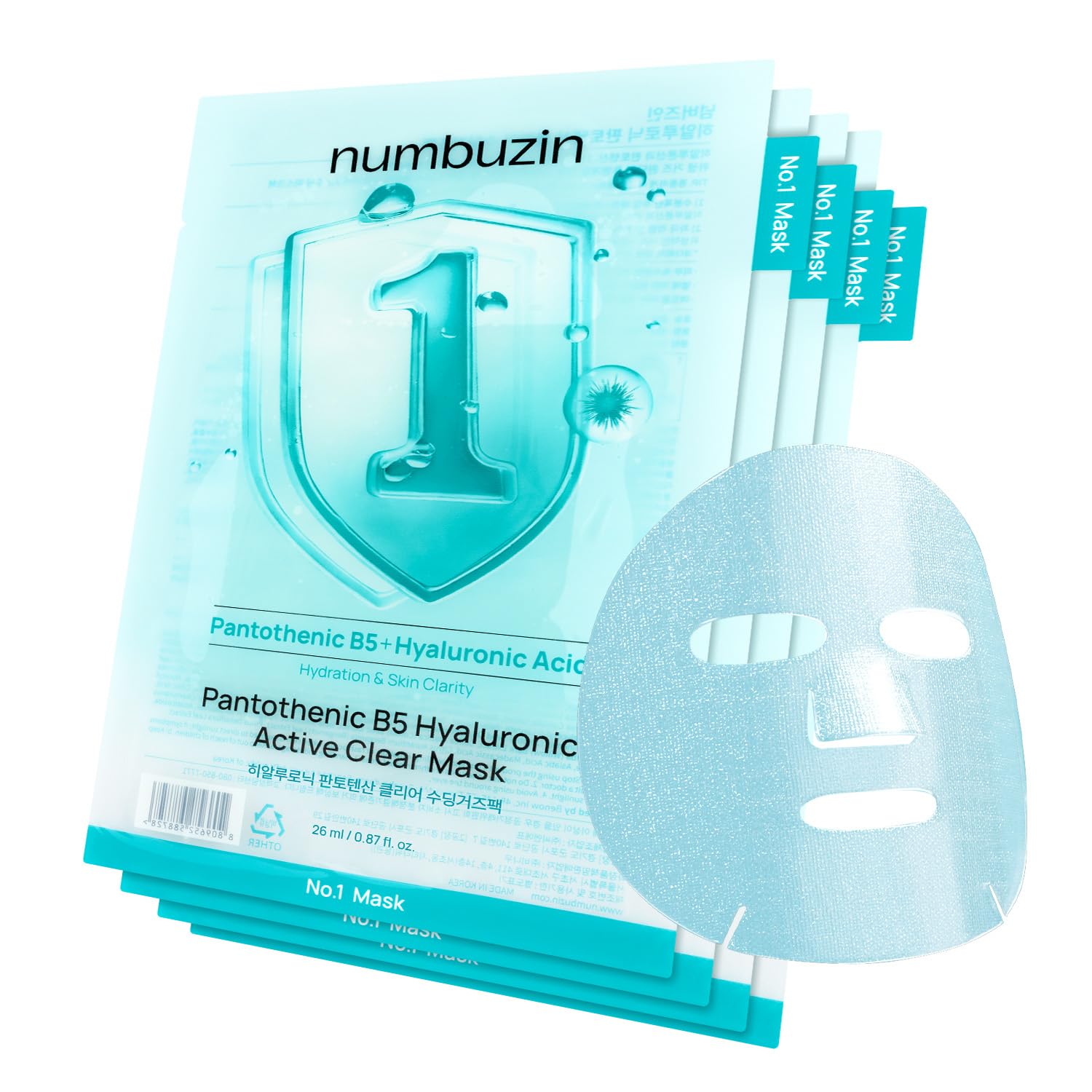 numbuzin No.1 Pantothenic B5 Hyaluronic Active Clear Mask 26ml X 10sheets