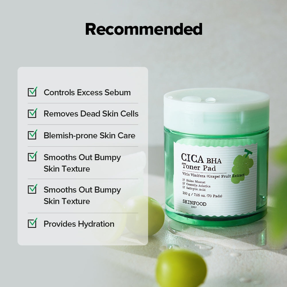 SKINFOOD Shine Muscat Cica BHA Toner Pad 70Pads