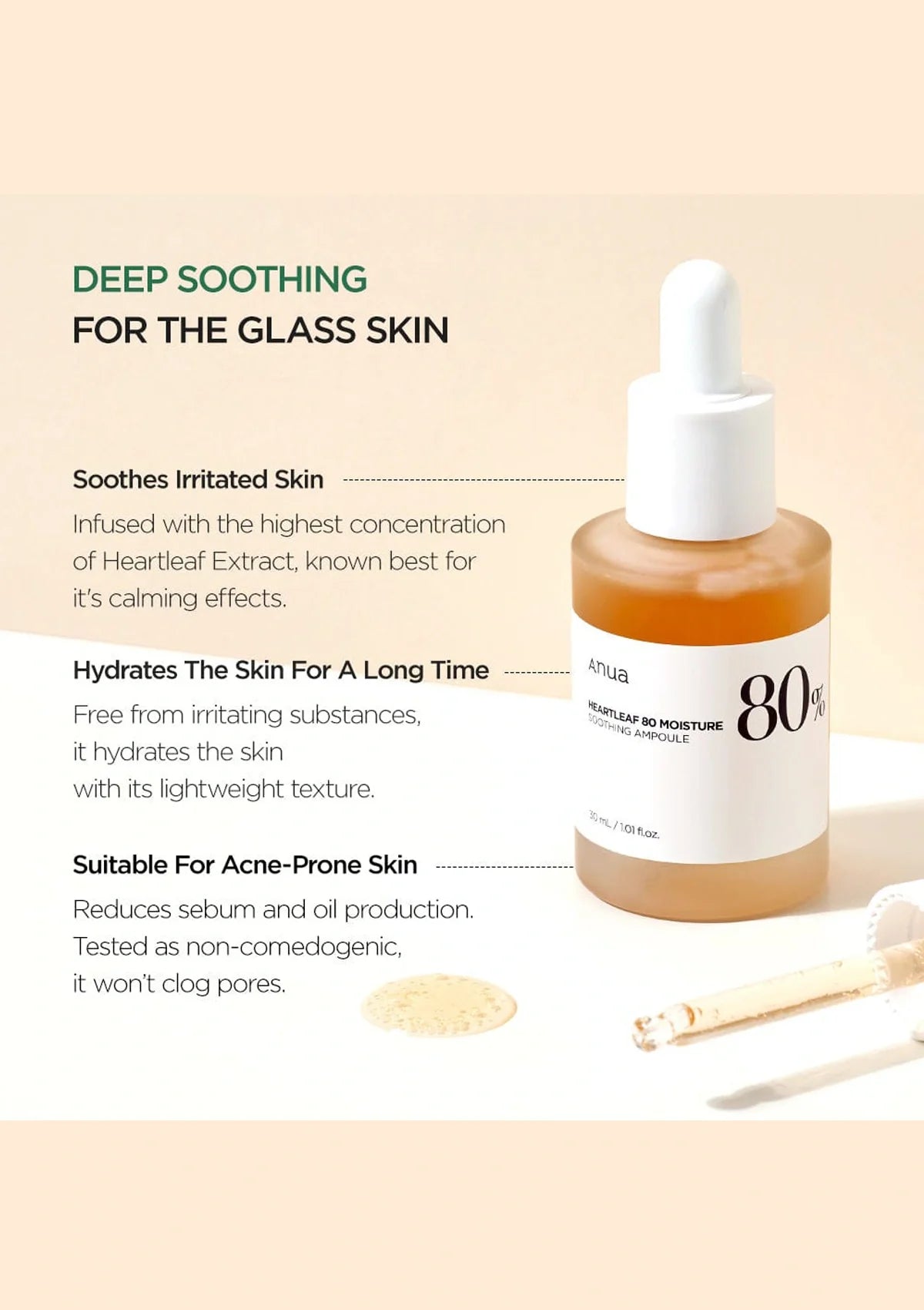 Anua HEARTLEAF 80% MOISTURE SOOTHING AMPOULE