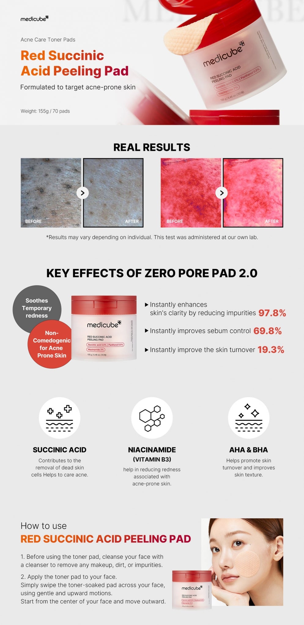medicube Red Succinic Acid Peeling Pad