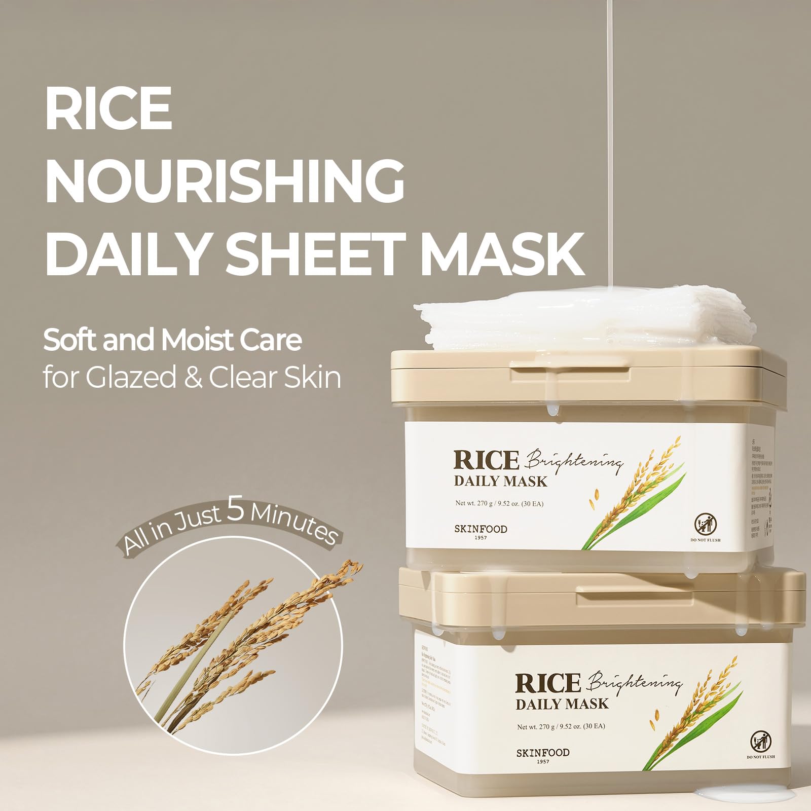 SKINFOOD Rice Brightening Daily Mask 30 Sheets